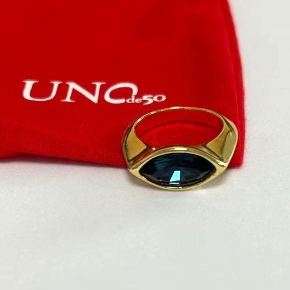 Uno de 50 UNO DE 50 “STAR-TRICK” RING. , Pop Eye Ring size crystal gray ring,